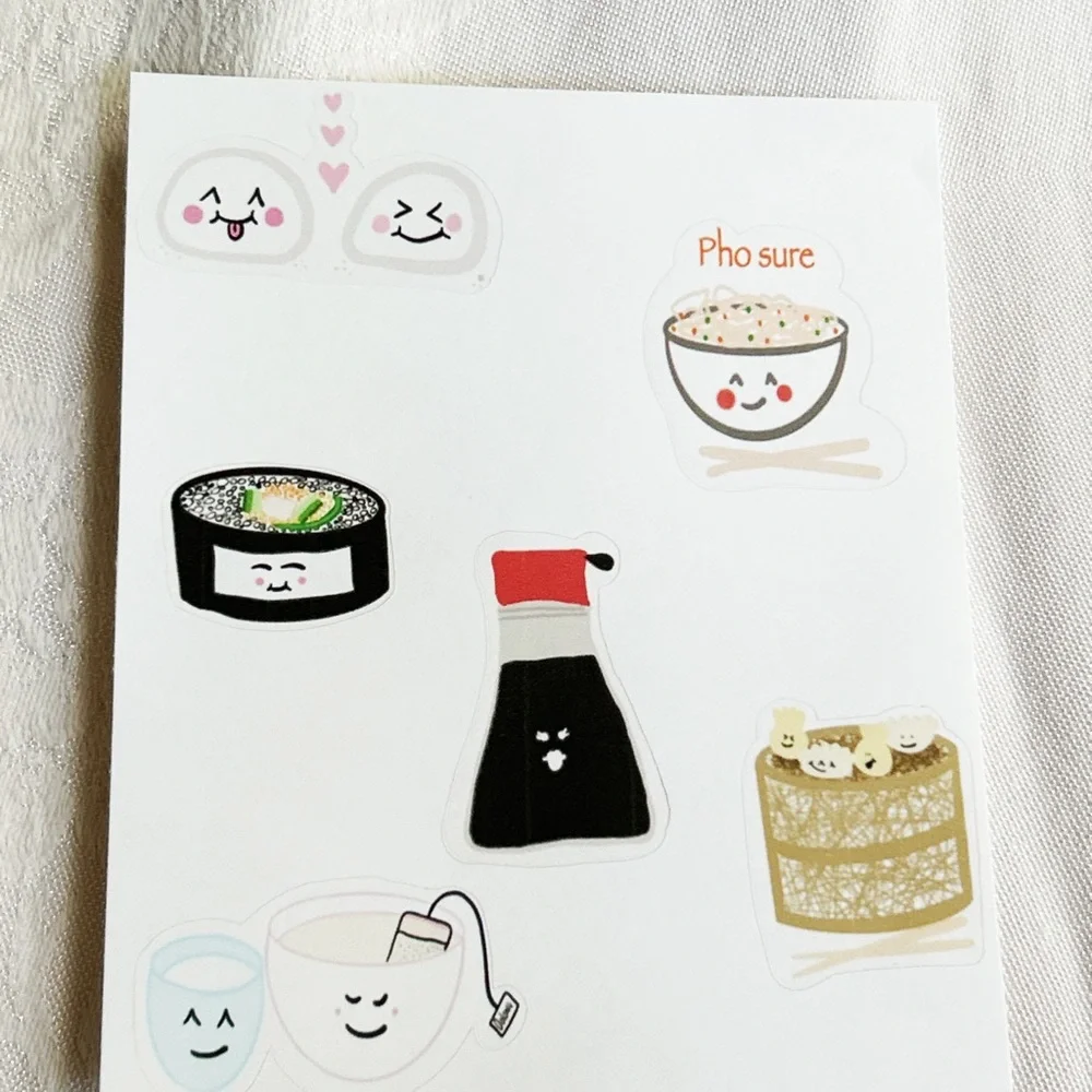 Planner sticker set Sushi Wok Pho task sheets set of 5 stickers & 1 card NEW